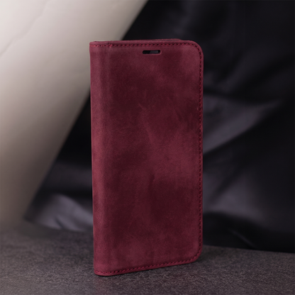 Etui for Samsung Galaxy A18 5G A186 / A17 4G A175 / A17 5G A176 / A26 A266, OEM, Smart Suede, burgunderrød