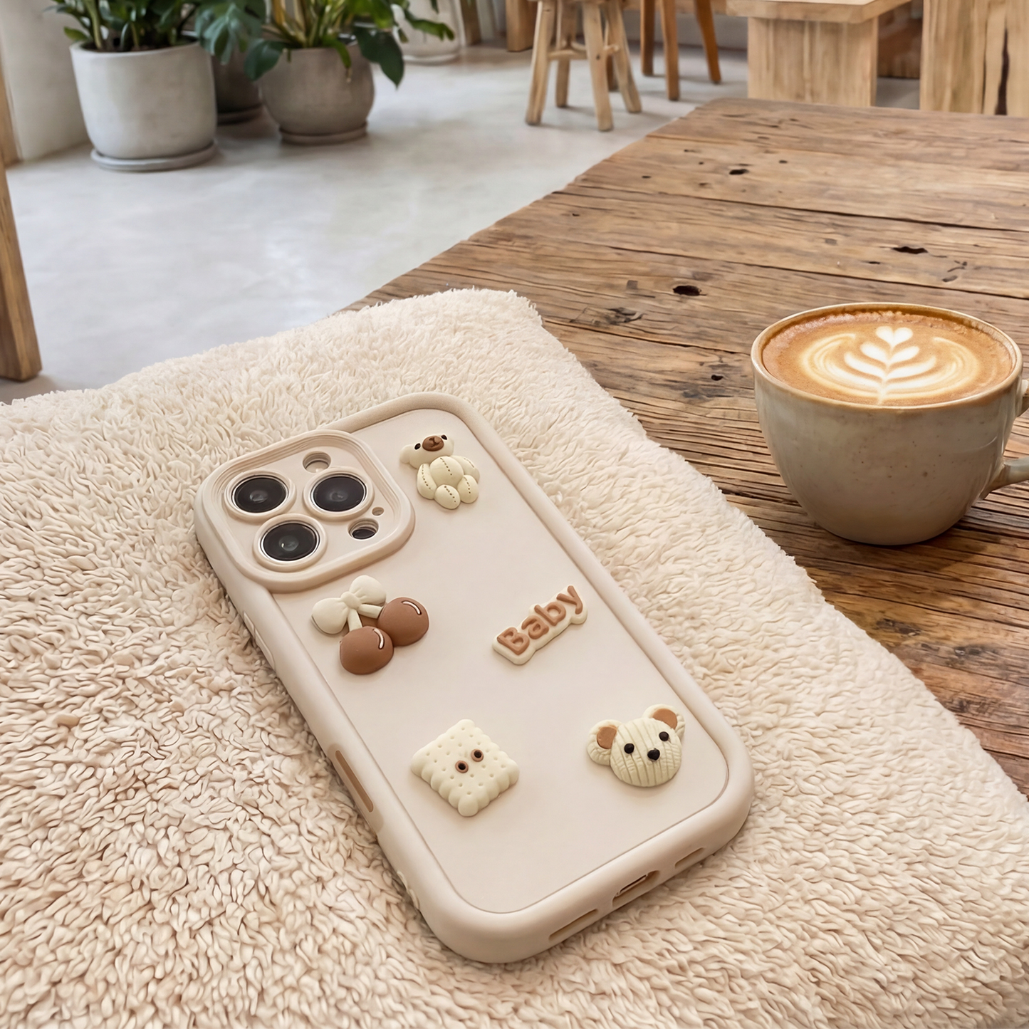 Deksel til Samsung Galaxy A37 5G, OEM, Ultra Trendy 3D Bear, Beige