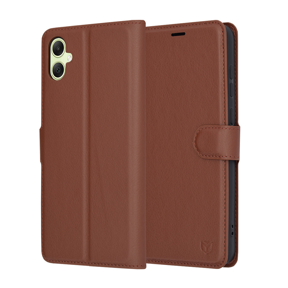 Deksel for Samsung Galaxy A05 A055, Techsuit, Leather Folio, Brun