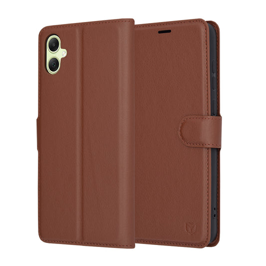 Deksel for Samsung Galaxy A05 A055, Techsuit, Leather Folio, Brun