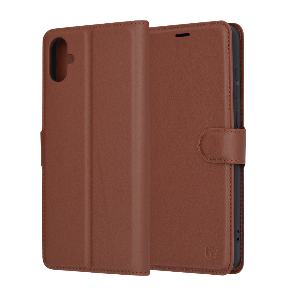 Deksel for Samsung Galaxy A05 A055, Techsuit, Leather Folio, Brun