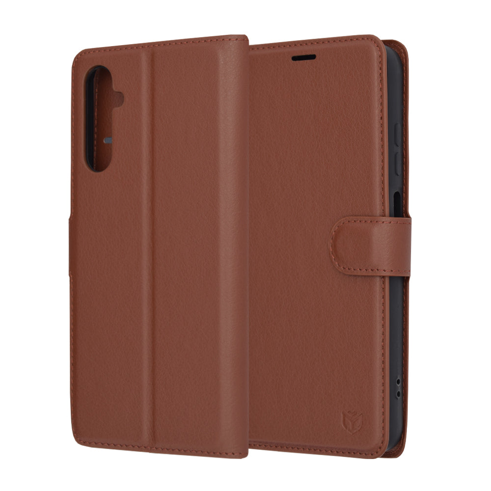 Deksel for Samsung Galaxy A05s A057, Techsuit, Leather Folio, Brun