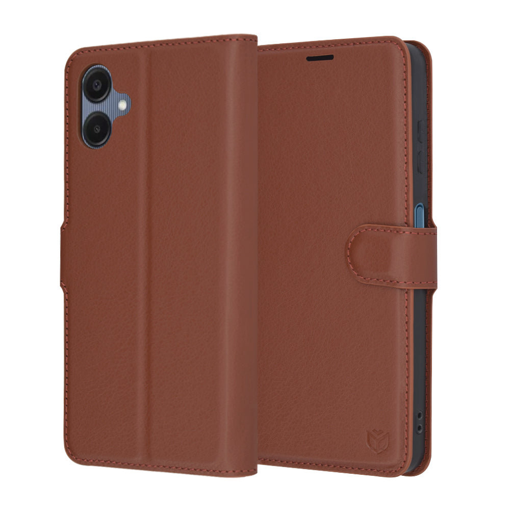 Deksel for Samsung Galaxy A06 A065, Techsuit, Leather Folio, Brun