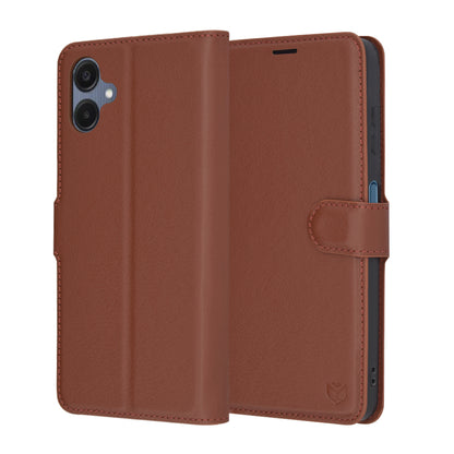 Deksel for Samsung Galaxy A06 A065, Techsuit, Leather Folio, Brun