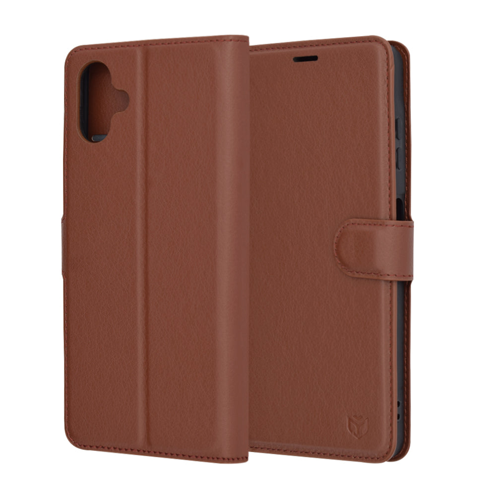 Deksel for Samsung Galaxy A06 A065, Techsuit, Leather Folio, Brun