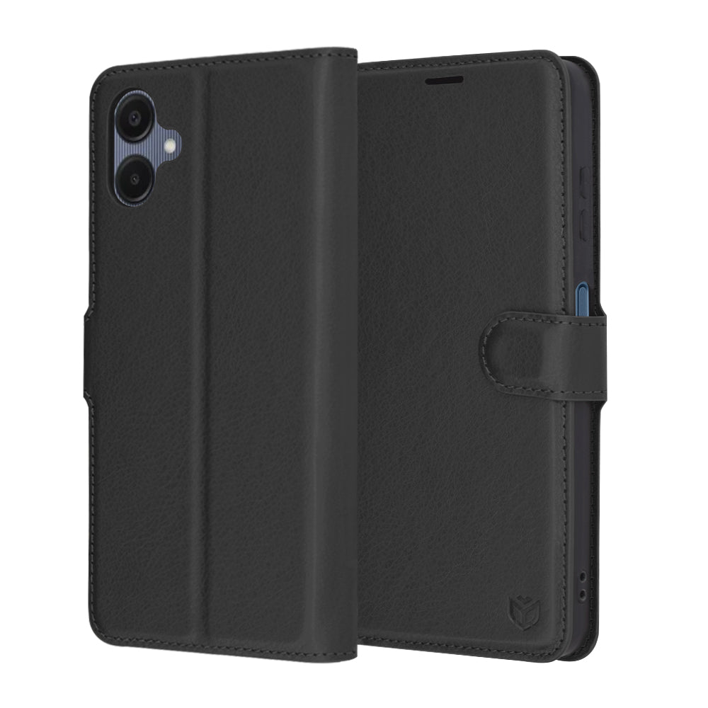 Deksel for Samsung Galaxy A06 A065, Techsuit, Leather Folio, Svart