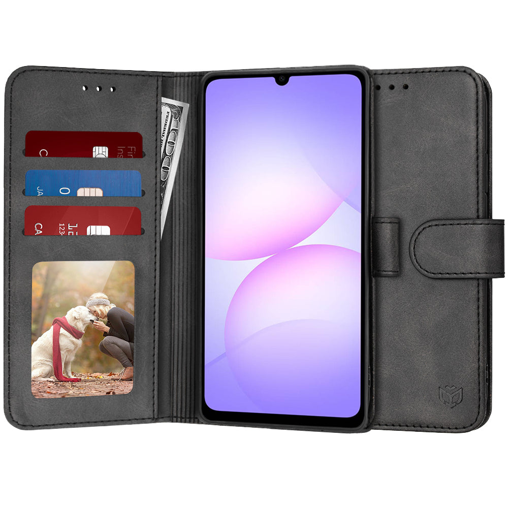 Deksel til Samsung Galaxy A07 4G A075, Techsuit, Diary Book, Svart