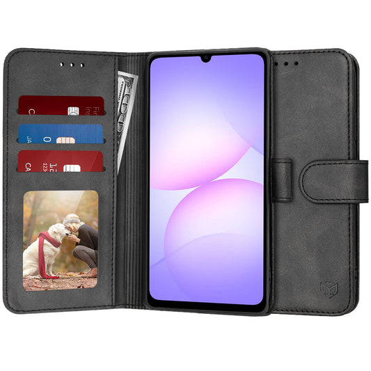 Deksel til Samsung Galaxy A07 4G A075, Techsuit, Diary Book, Svart