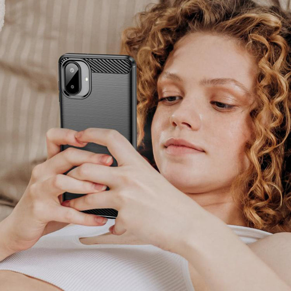 Deksel til Samsung Galaxy A07 4G A075, Techsuit, Karbon, Svart
