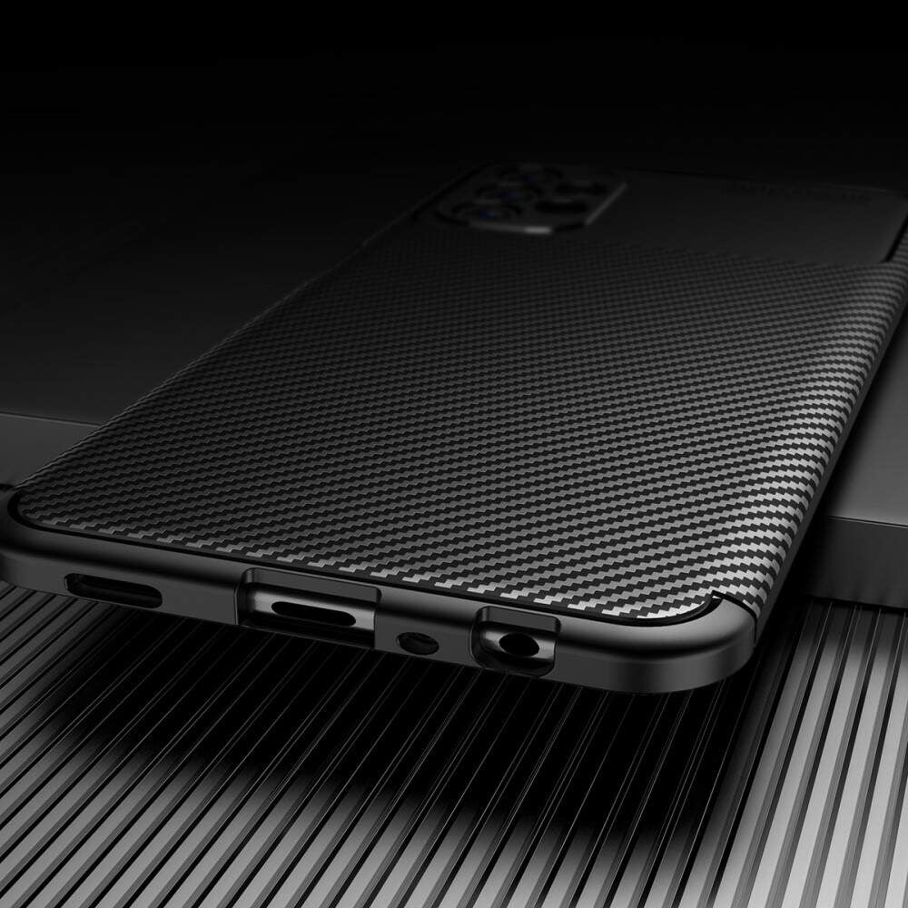 Deksel til Samsung Galaxy A13 A135, Techsuit, CarbonFiber, Svart