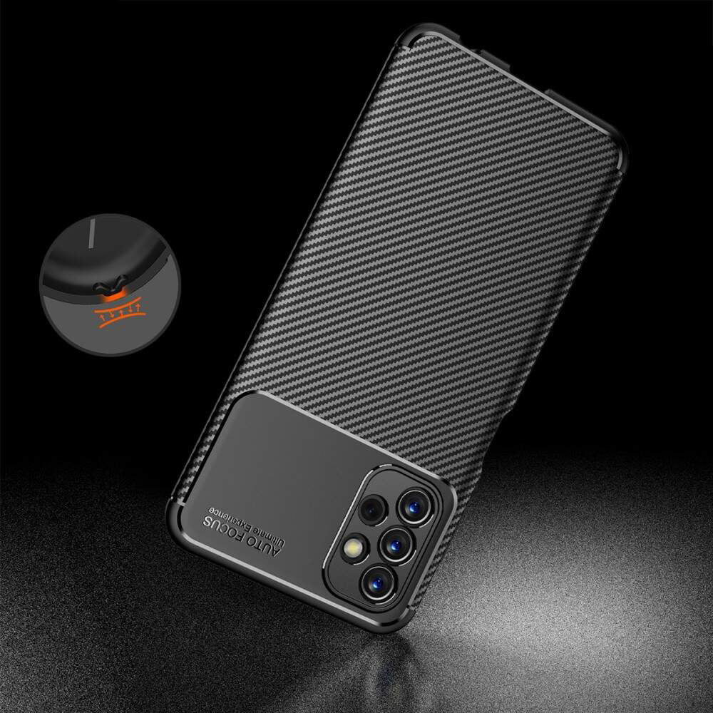 Deksel til Samsung Galaxy A13 A135, Techsuit, CarbonFiber, Svart