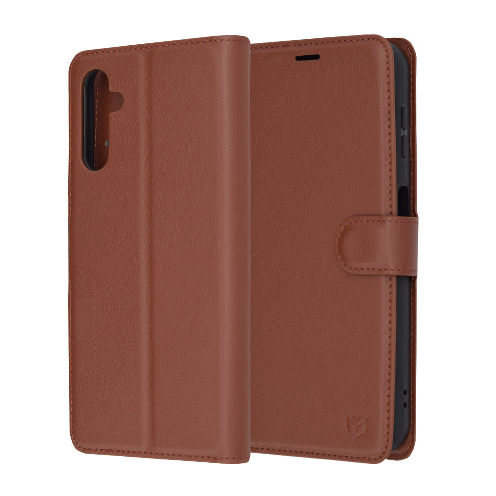 Deksel for Samsung Galaxy A14 A145 / A14 5G A146, Techsuit, Leather Folio, Brun