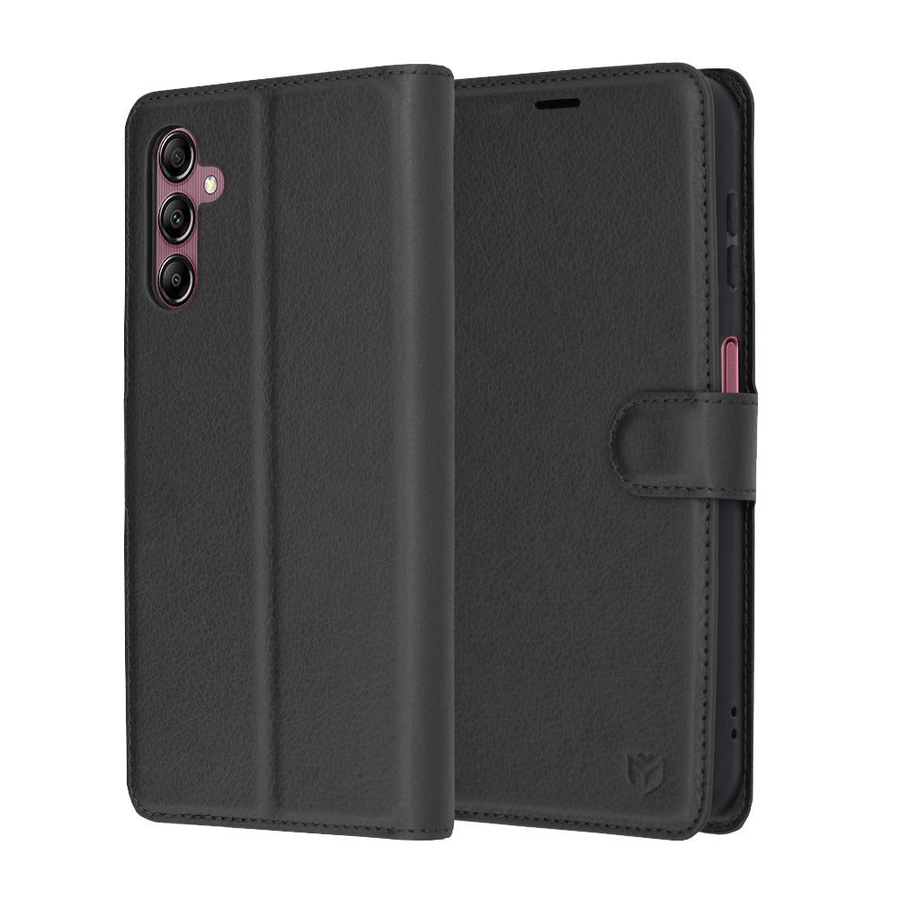 Deksel for Samsung Galaxy A14 A145 / A14 5G A146, Techsuit, Leather Folio, Svart