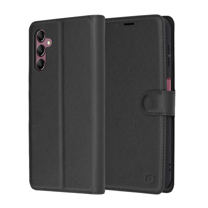 Deksel for Samsung Galaxy A14 A145 / A14 5G A146, Techsuit, Leather Folio, Svart