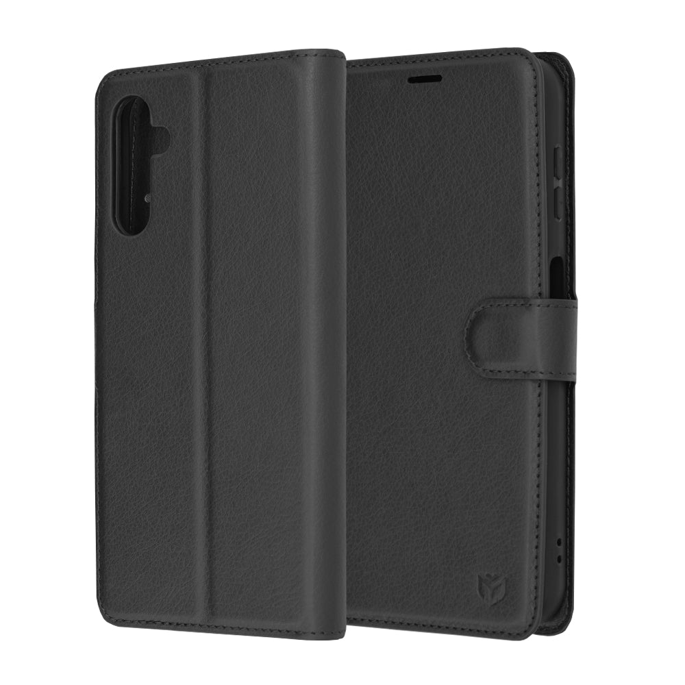 Deksel for Samsung Galaxy A14 A145 / A14 5G A146, Techsuit, Leather Folio, Svart