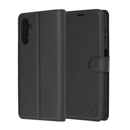Deksel for Samsung Galaxy A14 A145 / A14 5G A146, Techsuit, Leather Folio, Svart