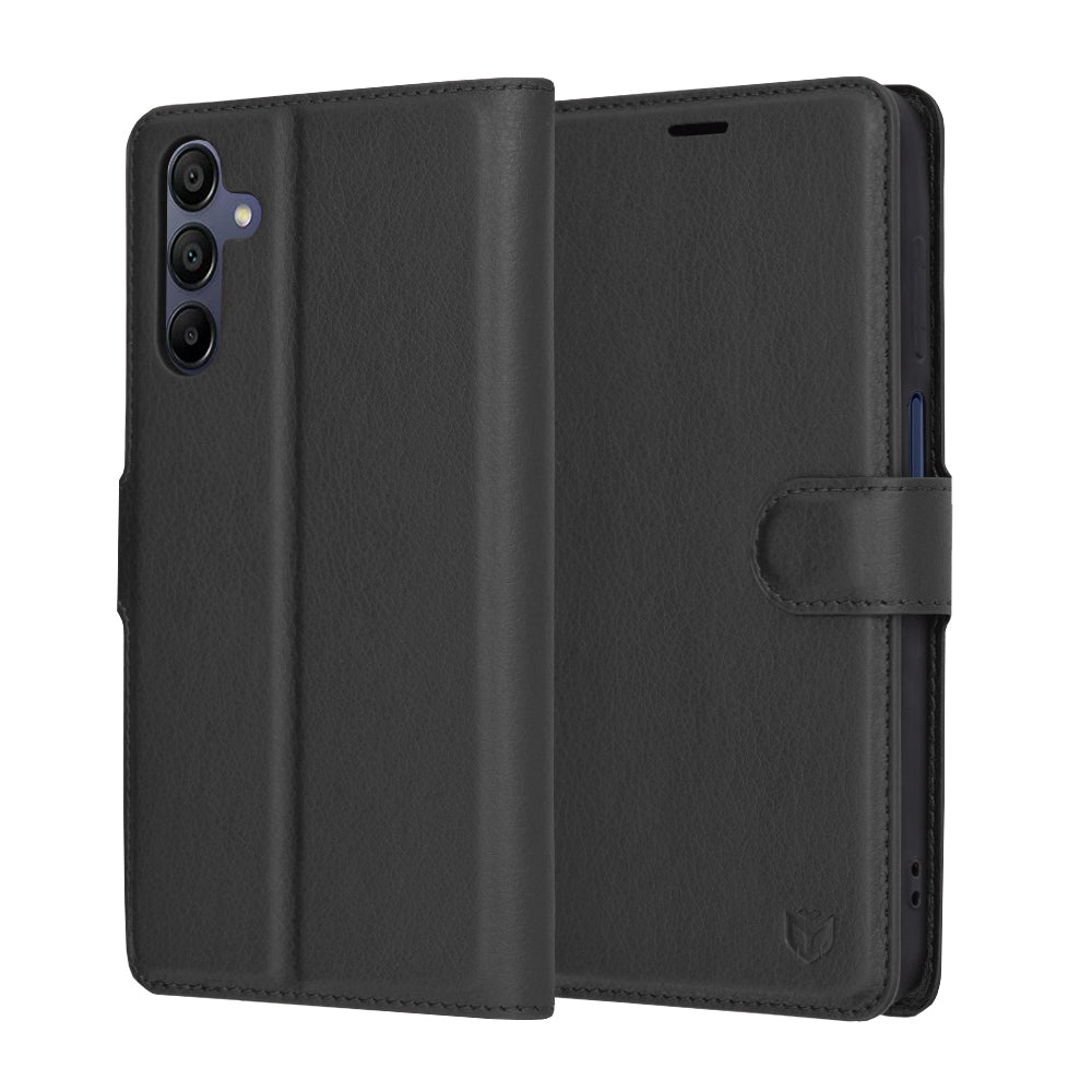 Deksel for Samsung Galaxy A15 5G A156 / A15 A155, Techsuit, Leather Folio, Svart