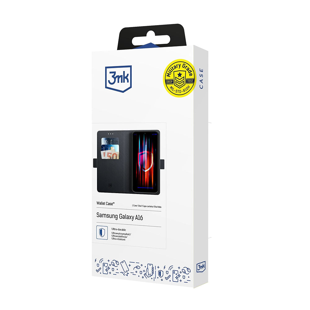 Deksel til Samsung Galaxy A16 5G A166 / A16 4G A165, 3MK, Lommebok, Svart