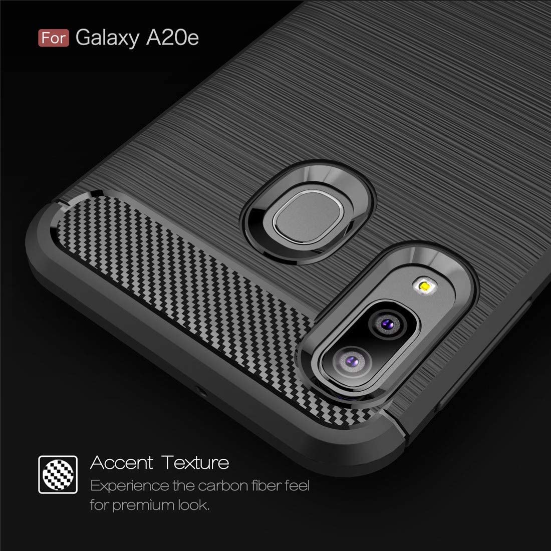 Deksel for Samsung Galaxy A20e A202, Techsuit, Karbon, Svart