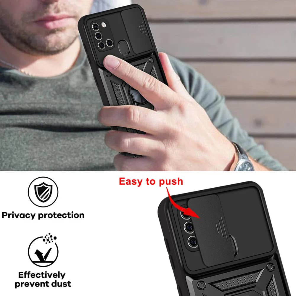 Deksel til Samsung Galaxy A21s A217, Techsuit, CamShield, Svart