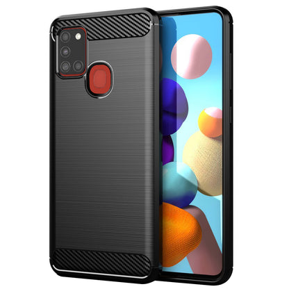 Deksel til Samsung Galaxy A21s A217, Techsuit, Karbon, Svart