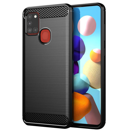 Deksel til Samsung Galaxy A21s A217, Techsuit, Karbon, Svart