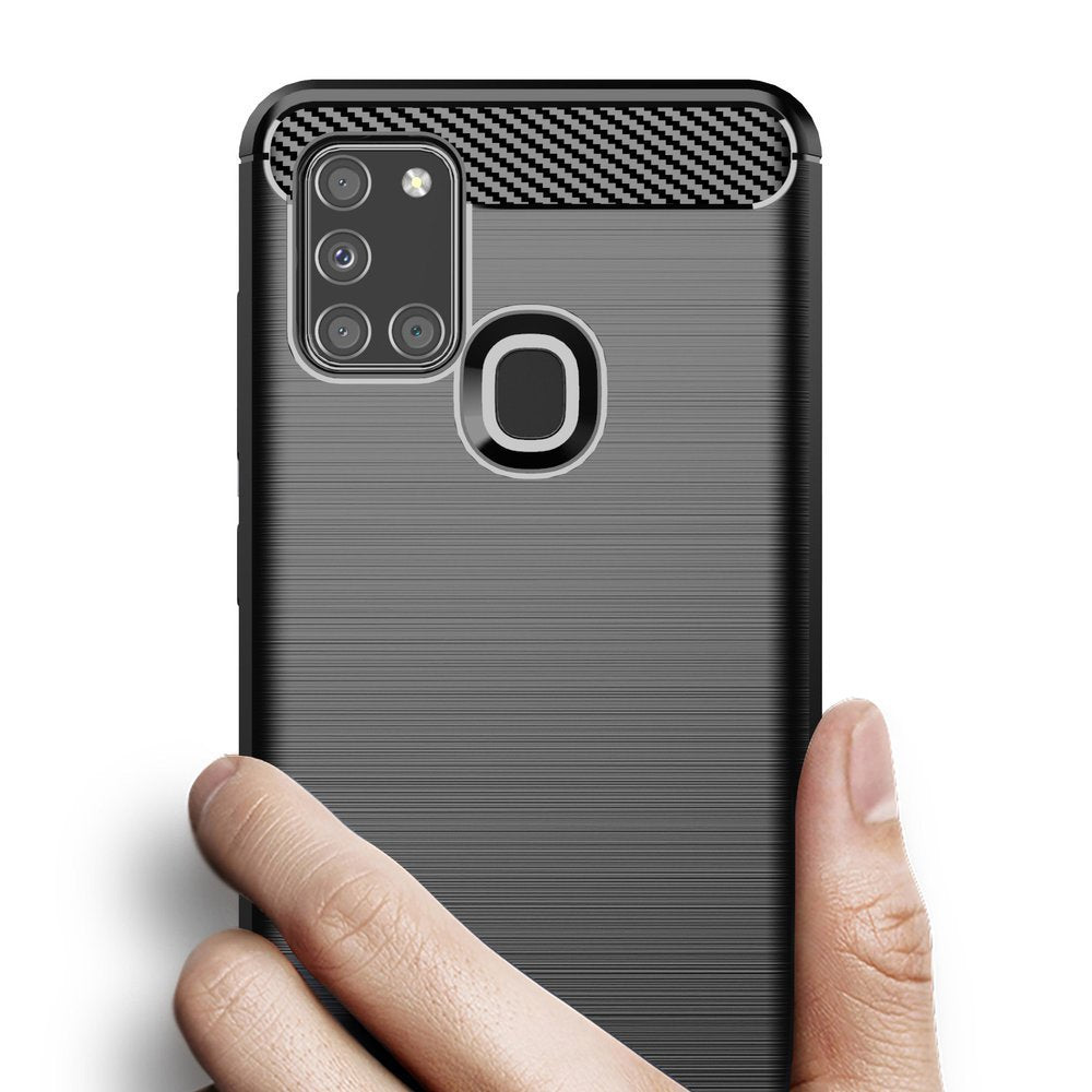 Deksel til Samsung Galaxy A21s A217, Techsuit, Karbon, Svart