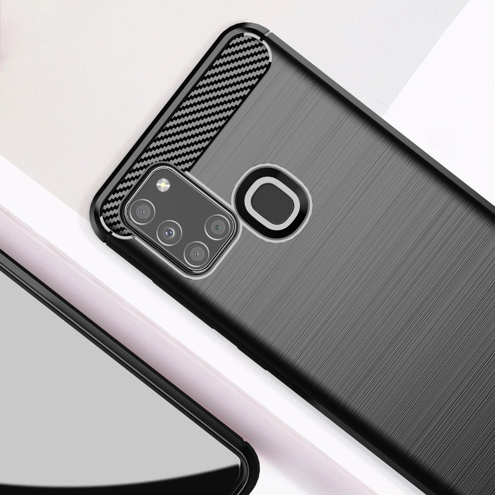 Deksel til Samsung Galaxy A21s A217, Techsuit, Karbon, Svart