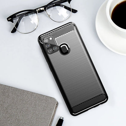 Deksel til Samsung Galaxy A21s A217, Techsuit, Karbon, Svart