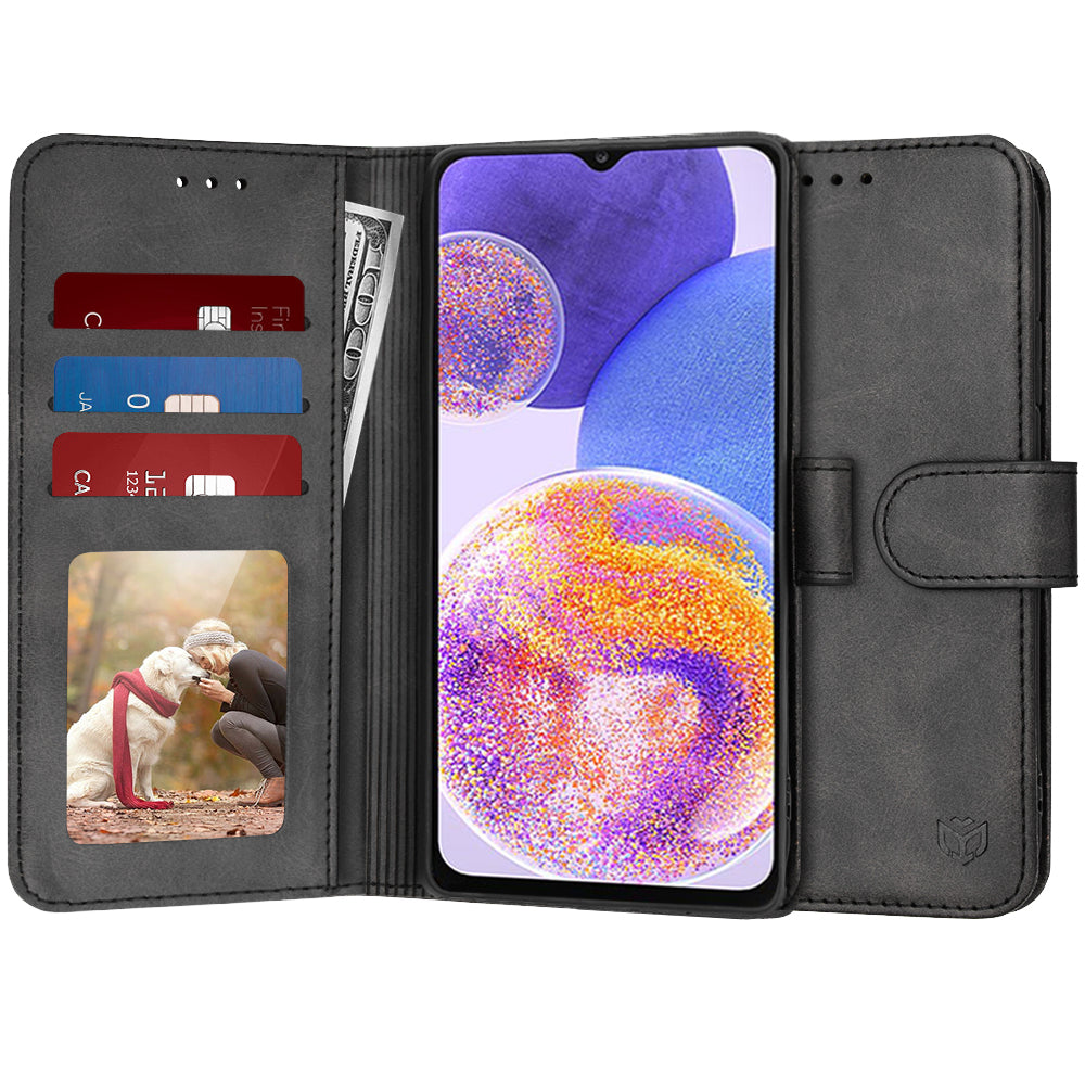 Deksel for Samsung Galaxy A23 5G A236 / A23 A235, Techsuit, Diary Book, Svart
