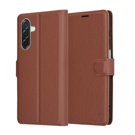 Deksel for Samsung Galaxy A26 A266, Techsuit, Leather Folio, Brun