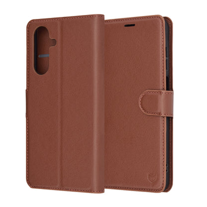Deksel for Samsung Galaxy A26 A266, Techsuit, Leather Folio, Brun