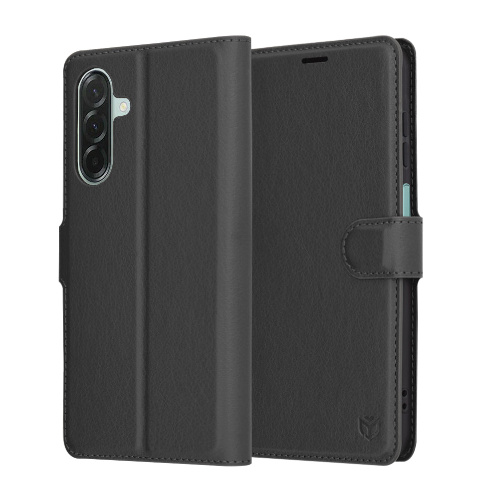 Deksel for Samsung Galaxy A26 A266, Techsuit, Leather Folio, Svart