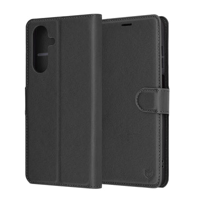 Deksel for Samsung Galaxy A26 A266, Techsuit, Leather Folio, Svart