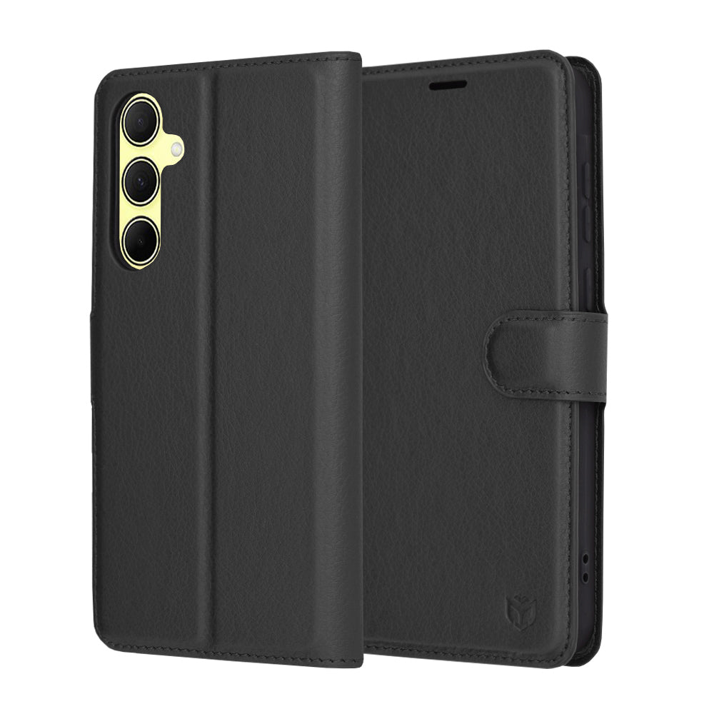 Deksel for Samsung Galaxy A35 5G A356, Techsuit, Leather Folio, Svart