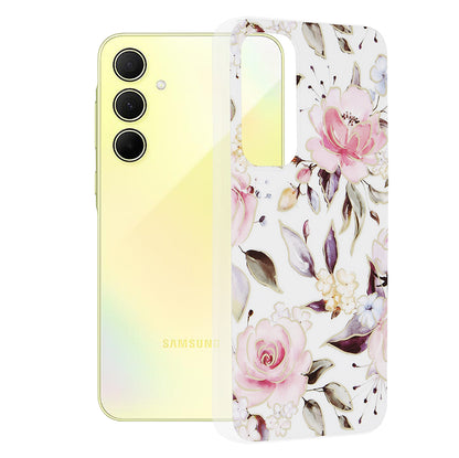 Deksel for Samsung Galaxy A35 5G A356, Techsuit, Marble, Hvit