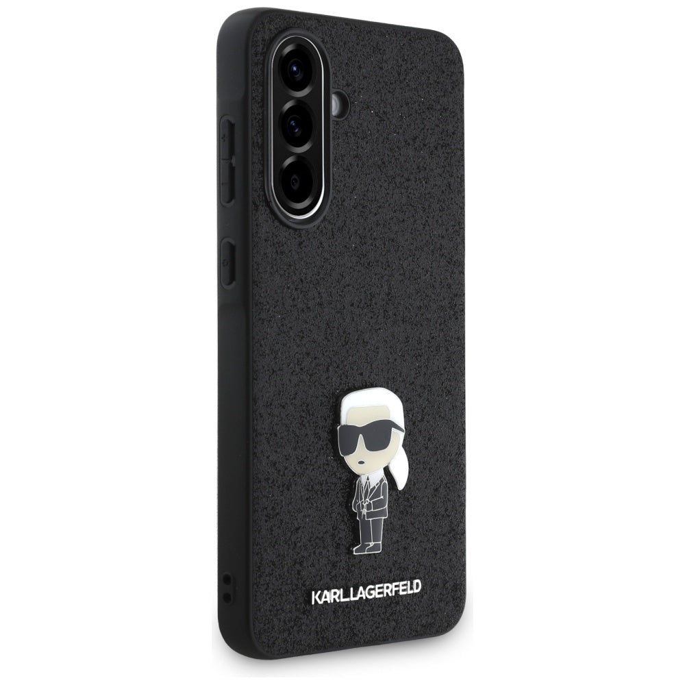 Deksel for Samsung Galaxy A36 A366, Karl Lagerfeld, Glitter Fixed Ikonik Karl, Svart