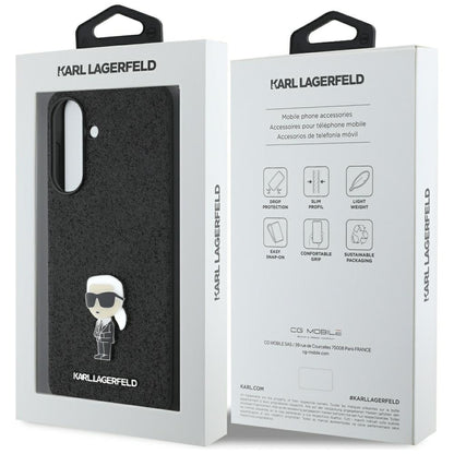 Deksel for Samsung Galaxy A36 A366, Karl Lagerfeld, Glitter Fixed Ikonik Karl, Svart