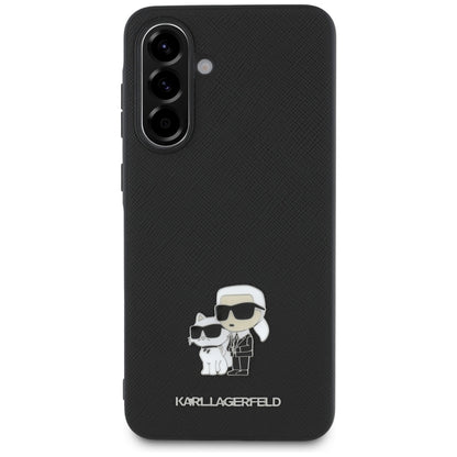 Deksel for Samsung Galaxy A36 A366, Karl Lagerfeld, Saffiano Karl & Choupette Metal, Svart