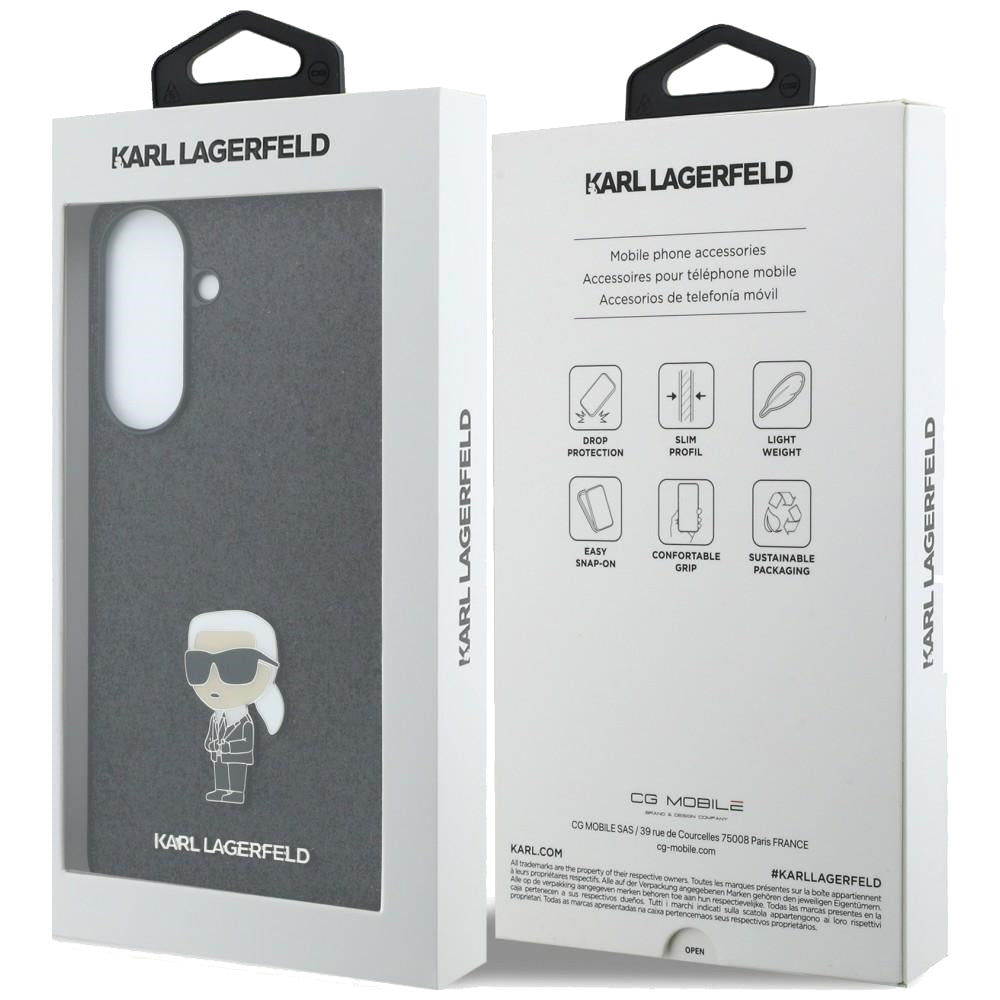 Deksel til Samsung Galaxy A37 5G, Karl Lagerfeld, Glitter Fixed Ikonik Karl, Svart