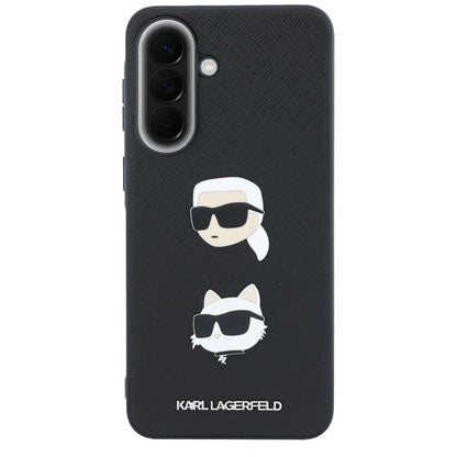 Deksel til Samsung Galaxy A37 5G, Karl Lagerfeld, Grained Karl & Choupette's Heads Pins and Logo, Svart