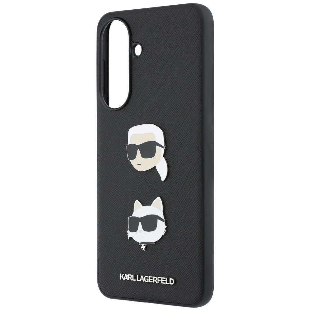 Deksel til Samsung Galaxy A37 5G, Karl Lagerfeld, Grained Karl & Choupette's Heads Pins and Logo, Svart