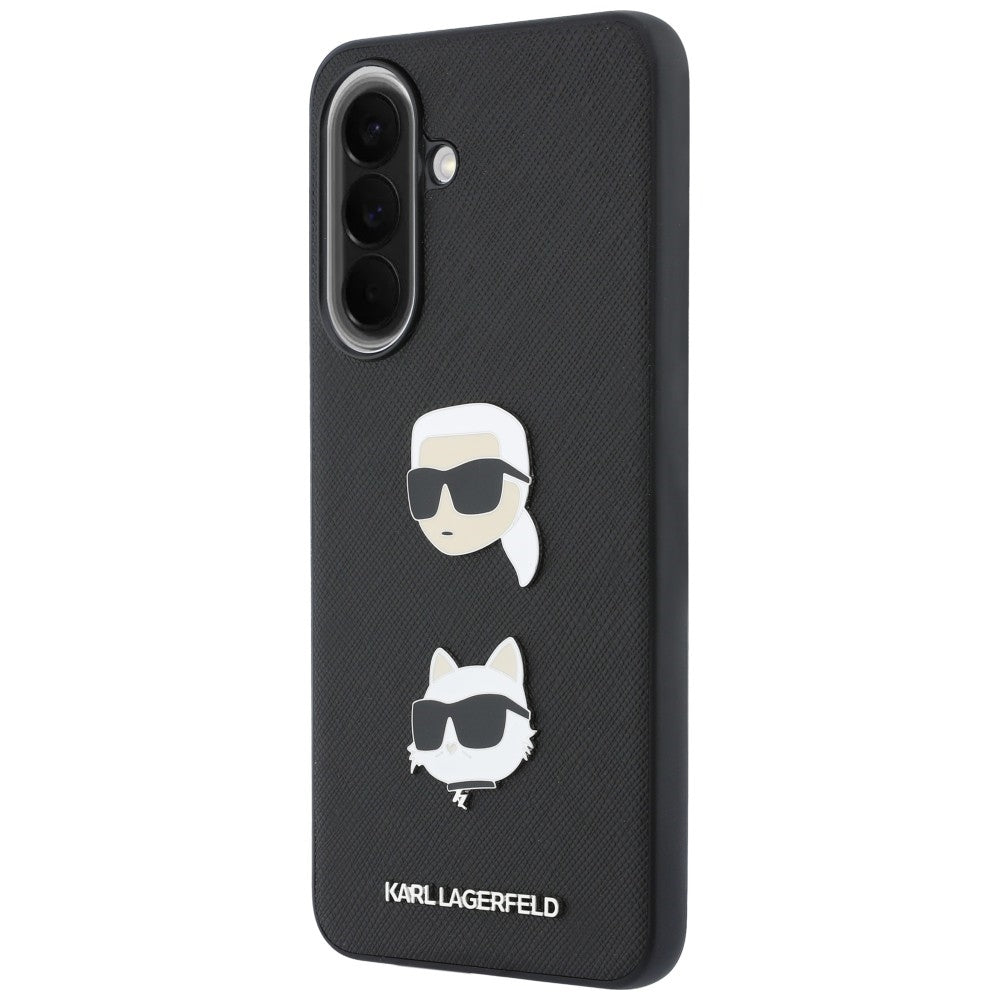 Deksel til Samsung Galaxy A37 5G, Karl Lagerfeld, Grained Karl & Choupette's Heads Pins and Logo, Svart