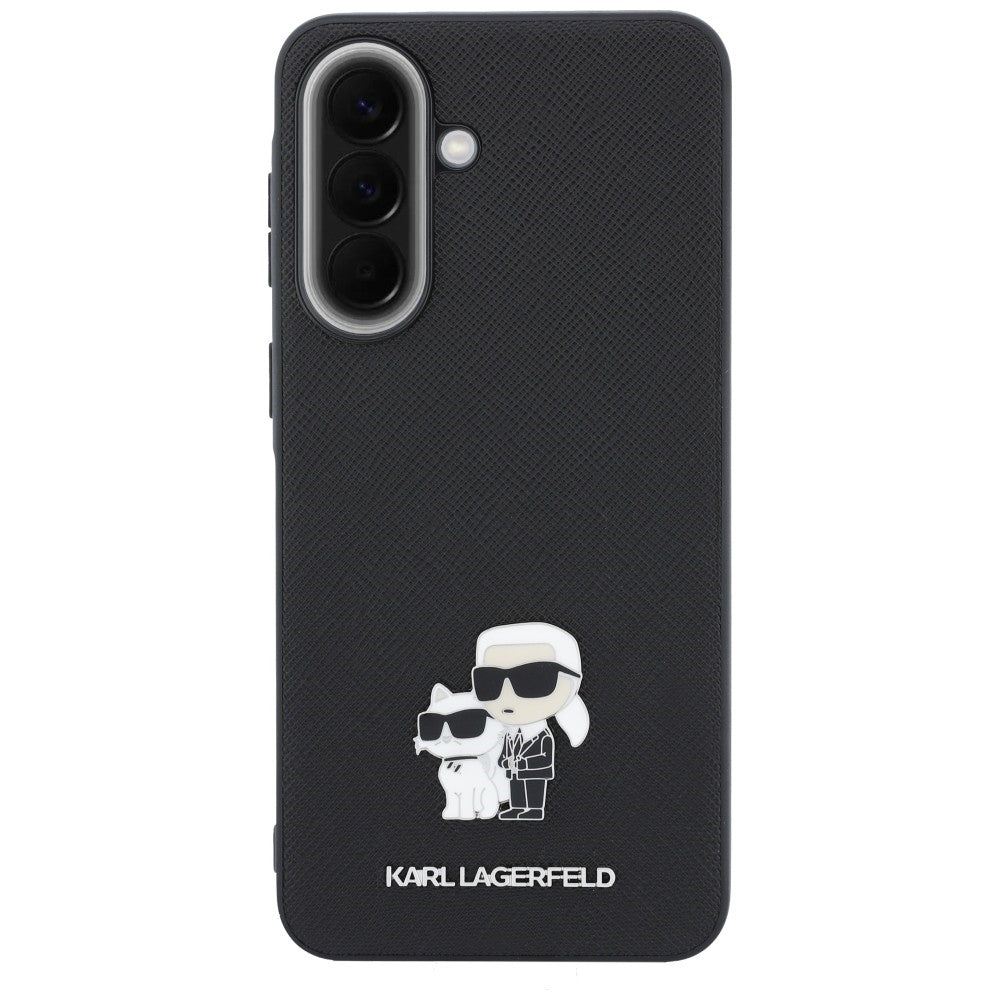 Deksel til Samsung Galaxy A37 5G, Karl Lagerfeld, Saffiano Karl & Choupette Metal, Svart