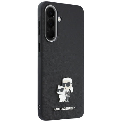 Deksel til Samsung Galaxy A37 5G, Karl Lagerfeld, Saffiano Karl & Choupette Metal, Svart
