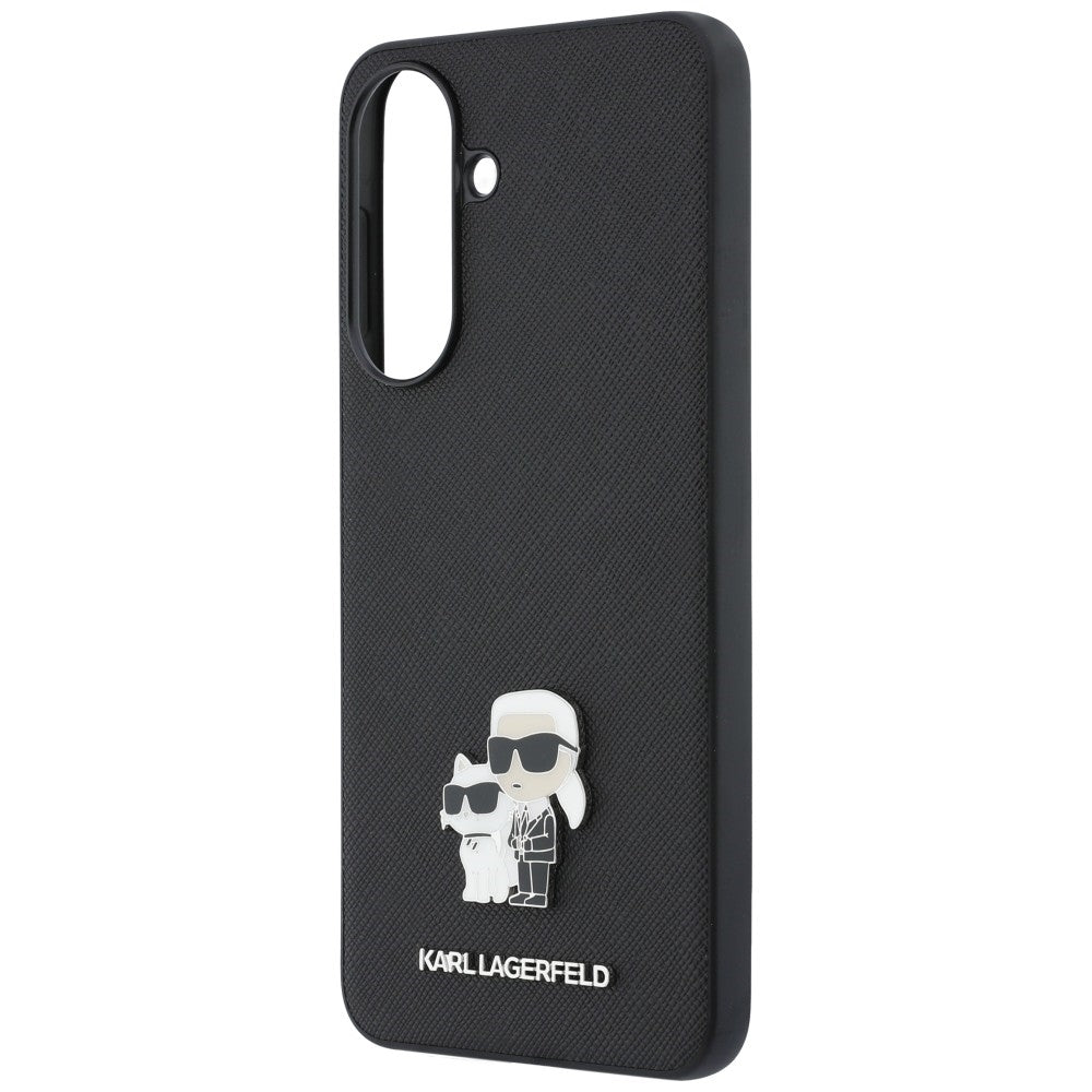 Deksel til Samsung Galaxy A37 5G, Karl Lagerfeld, Saffiano Karl & Choupette Metal, Svart
