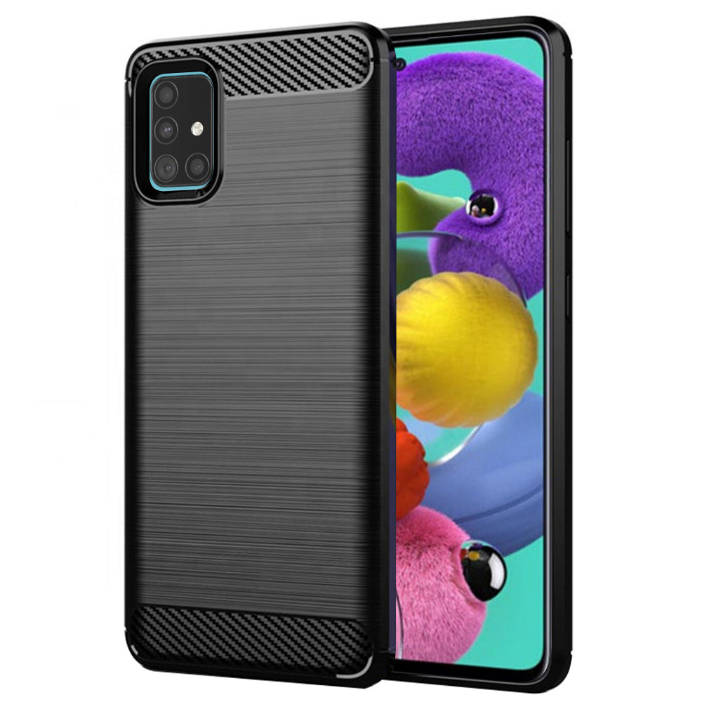 Deksel til Samsung Galaxy A51 A515, Techsuit, Karbon, Svart