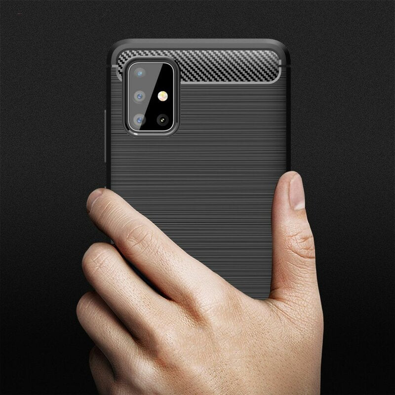 Deksel til Samsung Galaxy A51 A515, Techsuit, Karbon, Svart