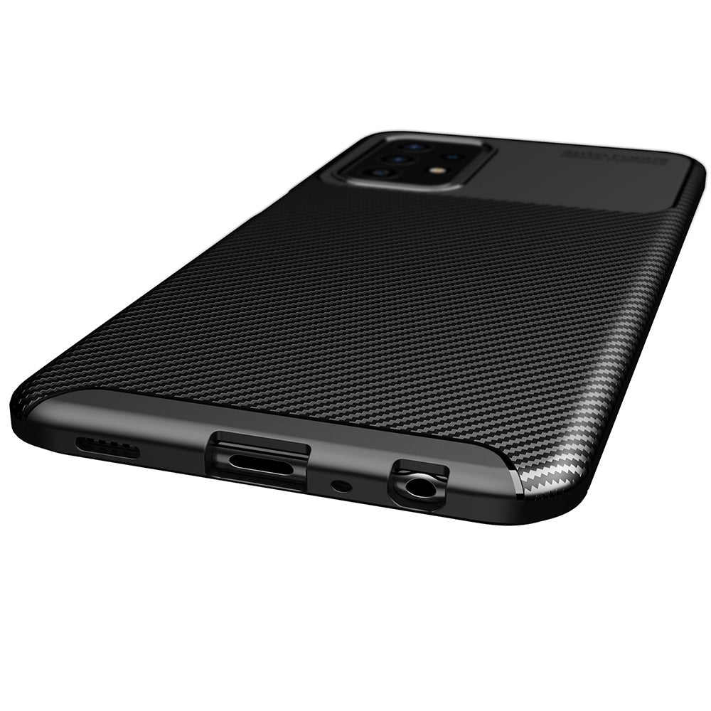 Deksel for Samsung Galaxy A52s 5G A528 / A52 5G A526 / A52 A525, Techsuit, Karbonfiber, Svart
