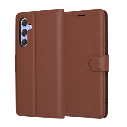 Deksel for Samsung Galaxy A54 A546, Techsuit, Leather Folio, Brun